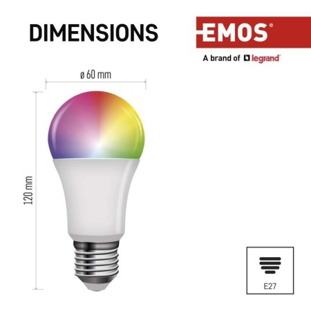 Lampadina LED RGB GoSmart A60 E27 9W Wi-Fi: Controllo Completo Tramite App Smartphone | EMOS ZQW514R