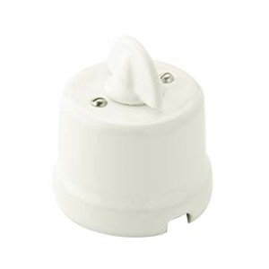 Interruttore Rotativo in Porcellana Bianco Ø71 mm con Design Vintage