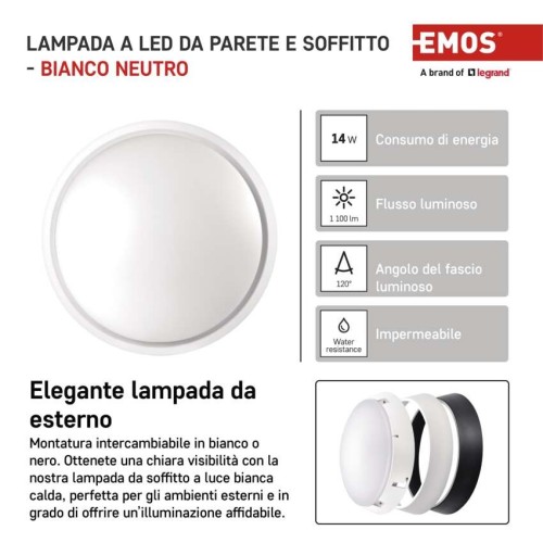 Plafoniera LED Zuri 14W IP54 Luce... Plafoniera LED Zuri 14W IP54 Luce...
