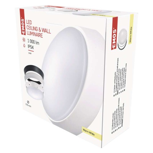Plafoniera LED Zuri 14W IP54 con anelli intercambiabili bianco e nero, luce calda 3000K, design moderno per interni ed esterni