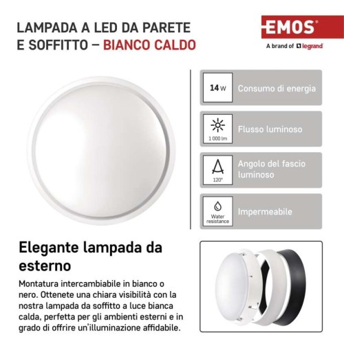 Plafoniera LED Zuri 14W IP54 Luce... Plafoniera LED Zuri 14W IP54 Luce...