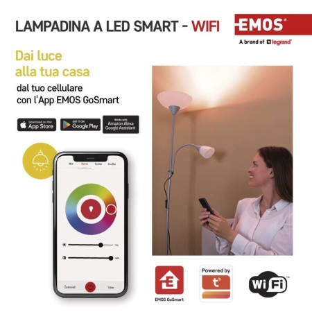 Lampadina LED RGB GoSmart A60 E27 9W Wi-Fi: Controllo Completo Tramite App Smartphone | EMOS ZQW514R