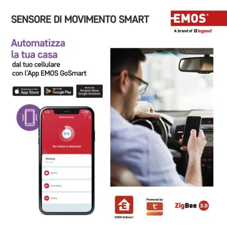 Sensore di Movimento PIR WiFi GoSmart IP-2210Z | Rilevamento Smart, Creazione Scenari, Notifiche in Tempo Reale | EMOS H5020