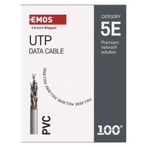 Cavo di rete UTP Cat5e 100m con conduttori in rame puro e guaina PVC grigio EMOS S9141 2