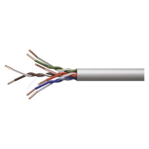 Cavo di rete UTP Cat5e 100m con conduttori in rame puro e guaina PVC grigio EMOS S9141