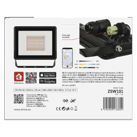 Faro LED GoSMART 50W Illuminazione RGB+CCT per Feste, Eventi e Facciate | Emos ZSW101
