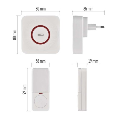 Campanello Senza Fili Smart Bianco | WiFi, 150m, 52 Melodie | EMOS P5735WS