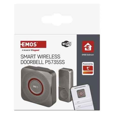 Campanello Senza Fili Smart Argento | WiFi, Notifiche Smartphone, 52 Suonerie | EMOS P5735SS