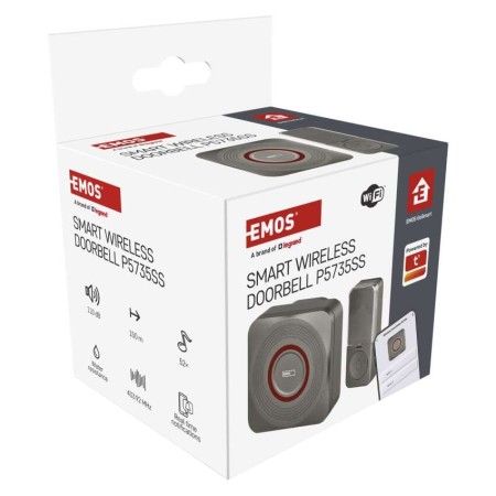 Campanello Senza Fili Smart Argento | WiFi, Notifiche Smartphone, 52 Suonerie | EMOS P5735SS