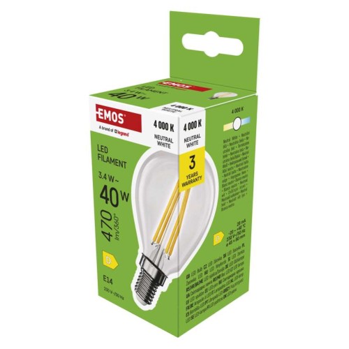 Lampadina LED Sfera E14 3.4W Emos ZF1D23 - Luce Neutra 4000K | Emos ZF1D23