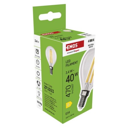 Lampadina LED Sfera E14 3.4W (40W) 470lm 4000K Luce Neutra | Emos ZF1D23