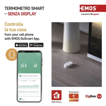 Termometro Digitale Wireless GoSmart ZigBee Ultracompatto | Emos EGS0102