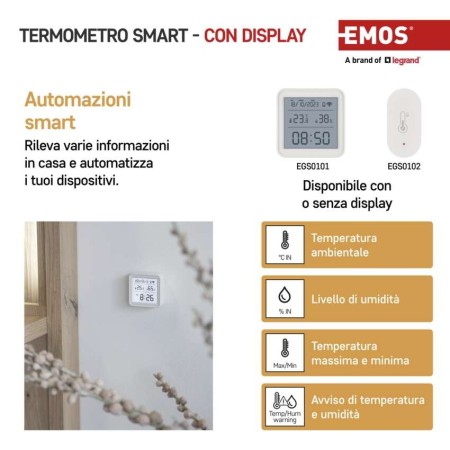 Termometro Digitale Wireless GoSmart  ZigBee | Sistema Smart Home | Emos EGS0101