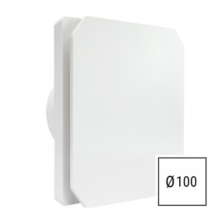 Aspiratore da muro Levante bianco d.100mm con design quadrato moderno e valvola antiriflusso automatica Aspiratore da muro Levante bianco d.100mm con design quadrato moderno e valvola antiriflusso automatica