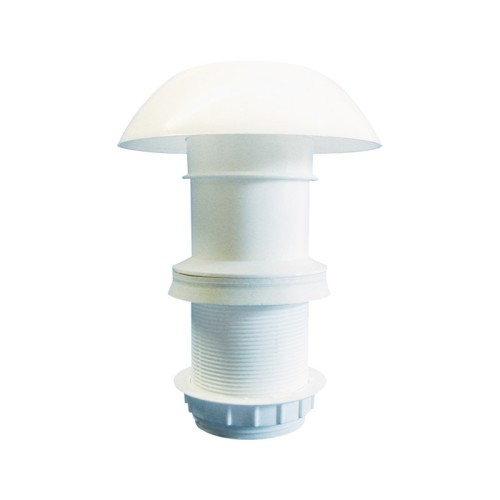 Camino parapioggia bianco d.60mm con anello antispruzzo per scarico esalazioni in camper e caravan