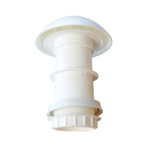Camino parapioggia bianco d.60mm con anello antispruzzo per scarico esalazioni in camper e caravan 2