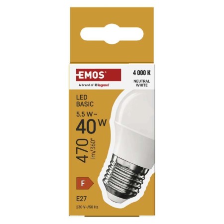 Lampadina LED Sfera E27 5.5W (40W) 470lm 4000K Luce Naturale | Emos ZL6F23