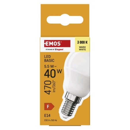 Lampadina LED Sfera E14 5.5W (40W) 470lm Luce Calda 3000K | Emos ZL1F22