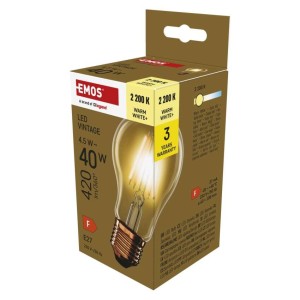 Lampadina LED vintage A60 E27 4.5W con luce extra calda 2200K stile retrò