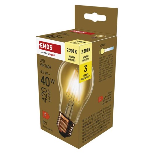 Lampadina LED vintage A60 E27 4.5W con luce extra calda 2200K stile retrò
