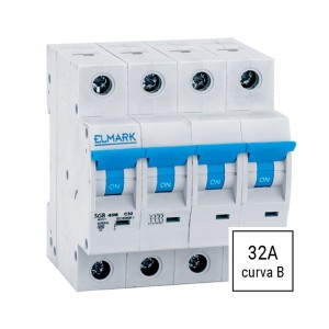 Interruttore magnetotermico 41832C Elmark a 4 poli 32A curva B 6kA con 7 anni di garanzia