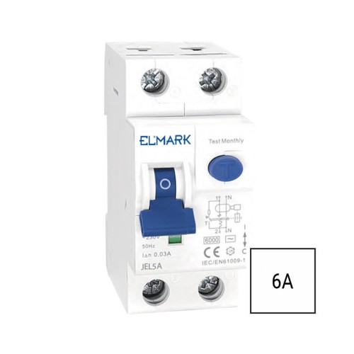 Interruttore Differenziale Magnetotermico RCBO ELMARK 40012A 6A 300mA 2 Poli