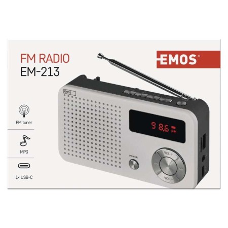 Radio portatile FM con lettore multimediale USB e microSD | EMOS E0086