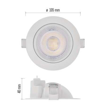 Faretto da incasso bianco GERI CCT 6,5W 780lm orientabile e dimmerabile con 3 temperature colore | Emos ZV1160