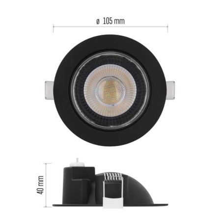 Faretto da incasso nero GERI CCT 6,5W 780lm orientabile e dimmerabile con 3 temperature colore | Emos ZV1161
