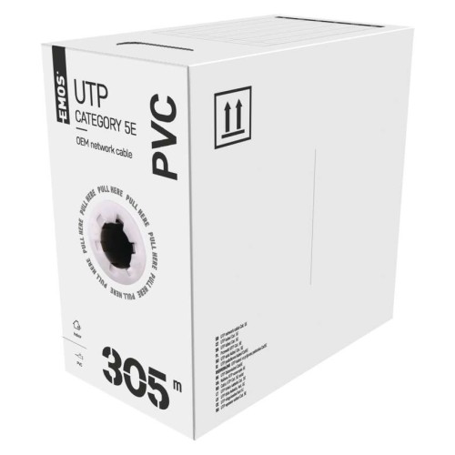 Cavo di rete UTP Cat5e 305m con conduttori CCA e guaina PVC grigio EMOS S9128 Cavo di rete UTP Cat5e 305m con conduttori CCA e guaina PVC grigio EMOS S9128
