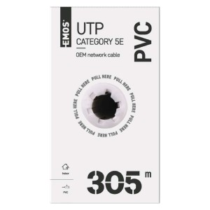 Cavo di rete UTP Cat5e 305m con conduttori CCA e guaina PVC grigio EMOS S9128 2