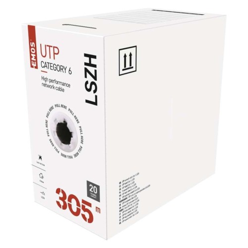 Cavo di rete UTP Cat6 305m con conduttori in rame puro e guaina LSZH viola EMOS S9132 Cavo di rete UTP Cat6 305m con conduttori in rame puro e guaina LSZH viola EMOS S9132