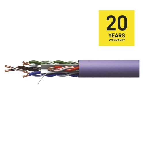 Cavo di rete UTP Cat6 305m con conduttori in rame puro e guaina LSZH viola EMOS S9132