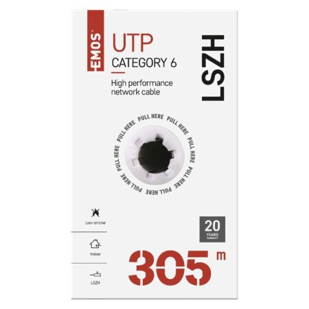 Cavo di Rete UTP Cat6 305m LSZH Rame, 1Gbps, CPR Dca | EMOS S9132