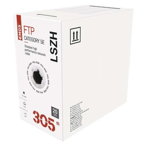 Cavo di rete FTP Cat5E 305m schermato con conduttori in rame puro e guaina LSZH viola EMOS S9222 Cavo di rete FTP Cat5E 305m schermato con conduttori in rame puro e guaina LSZH viola EMOS S9222