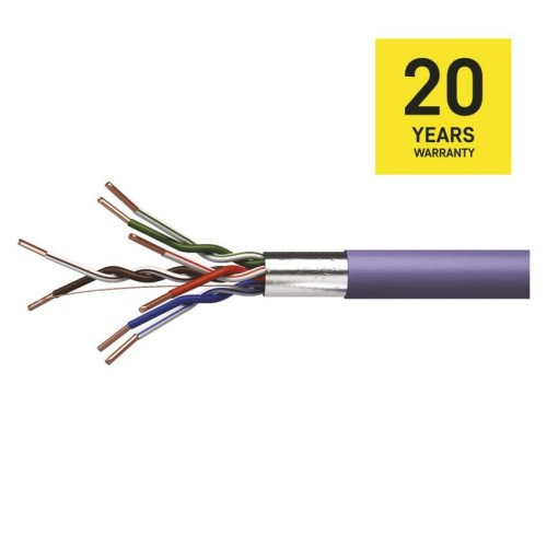 Cavo di rete FTP Cat5E 305m schermato con conduttori in rame puro e guaina LSZH viola EMOS S9222