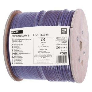 Cavo di rete FFTP Cat6A 500m con doppia schermatura, conduttori in rame puro e guaina LSZH grigia EMOS S9320 2