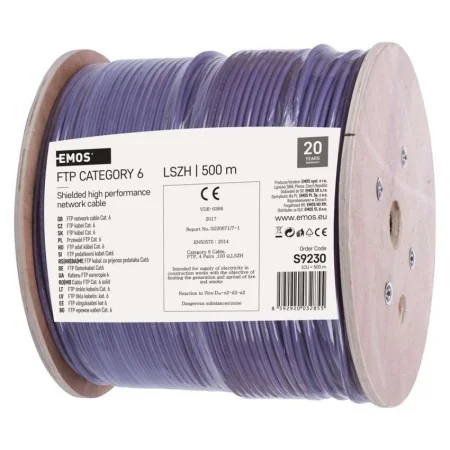 Cavo di Rete CAT6A FTP LSZH Rame Puro 10Gbps LAN Ethernet Schermato al Metro o Matassa 500mt | EMOS