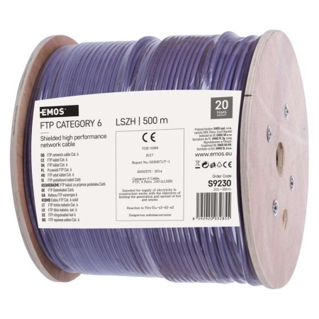 Cavo di Rete FFTP Cat6A 500m LSZH Rame, 10Gbps, CPR Dca | EMOS S9320