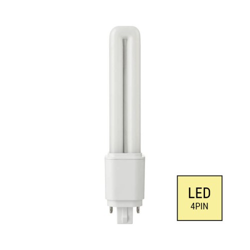 Lampadina LED PLC G24q 4 pin 9W vetro T34x168mm luce calda 3000K sostituisce fluorescente 26W