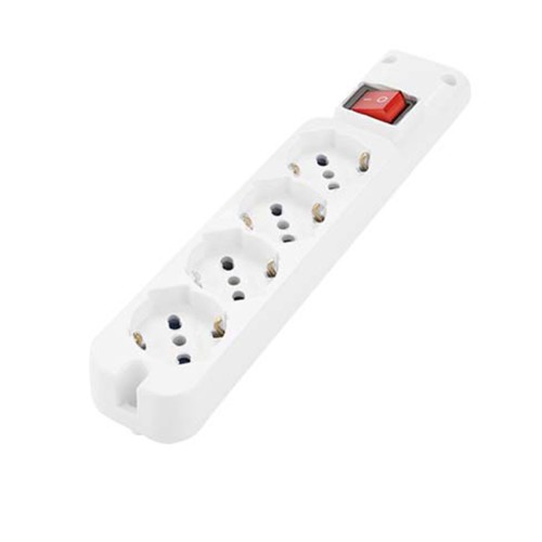 Multipresa 4 prese bipasso Schuko con interruttore senza cavo bianca | FAI 8161/SC/BI