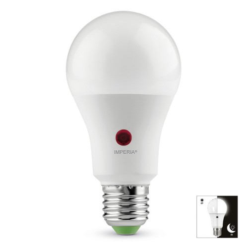 Lampadina LED con sensore crepuscolare IMPERIA 207062, forma a goccia, attacco E27, 11W, luce naturale 4000K