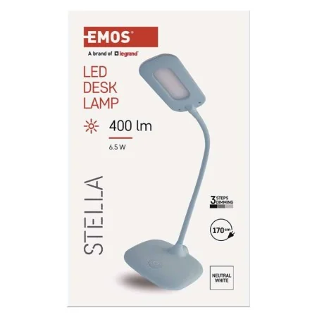 Lampada da Scrivania LED Celeste STELLA 400lm Dimmerabile Touch Collo Flessibile | EMOS Z7602BL