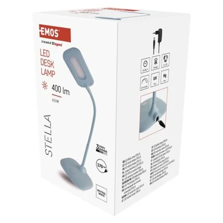 Lampada da Scrivania LED Celeste STELLA 400lm Dimmerabile Touch Collo Flessibile | EMOS Z7602BL