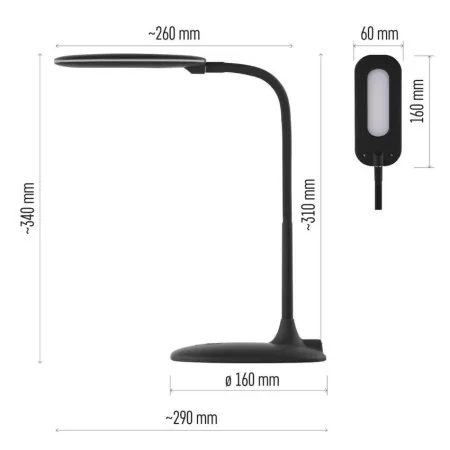 Lampada da Scrivania LED Nera STELLA 400lm Dimmerabile Touch Collo Flessibile | EMOS Z7602B