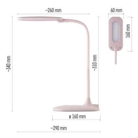 Lampada da Tavolo LED STELLA Rosa con Dimmer Touch e Collo Flessibile | Z7602P
