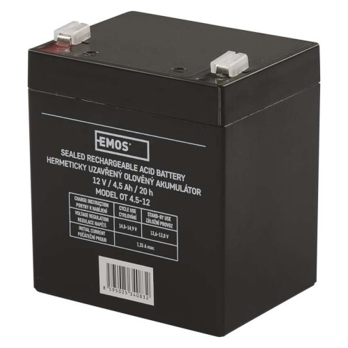 Batteria ricaricabile al piombo 12V 4.5Ah con Faston 4.7 mm EMOS B9653