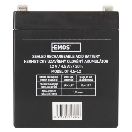 Batteria al piombo ricaricabile 12V 4.5Ah attacco Faston 4.7 | EMOS B9653