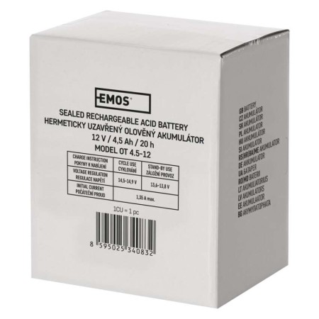 Batteria al piombo ricaricabile 12V 4.5Ah attacco Faston 4.7 | EMOS B9653