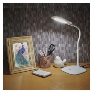 Lampada da scrivania bianca STELLA EMOS Z7602W 400 lumen touch collo flessibile